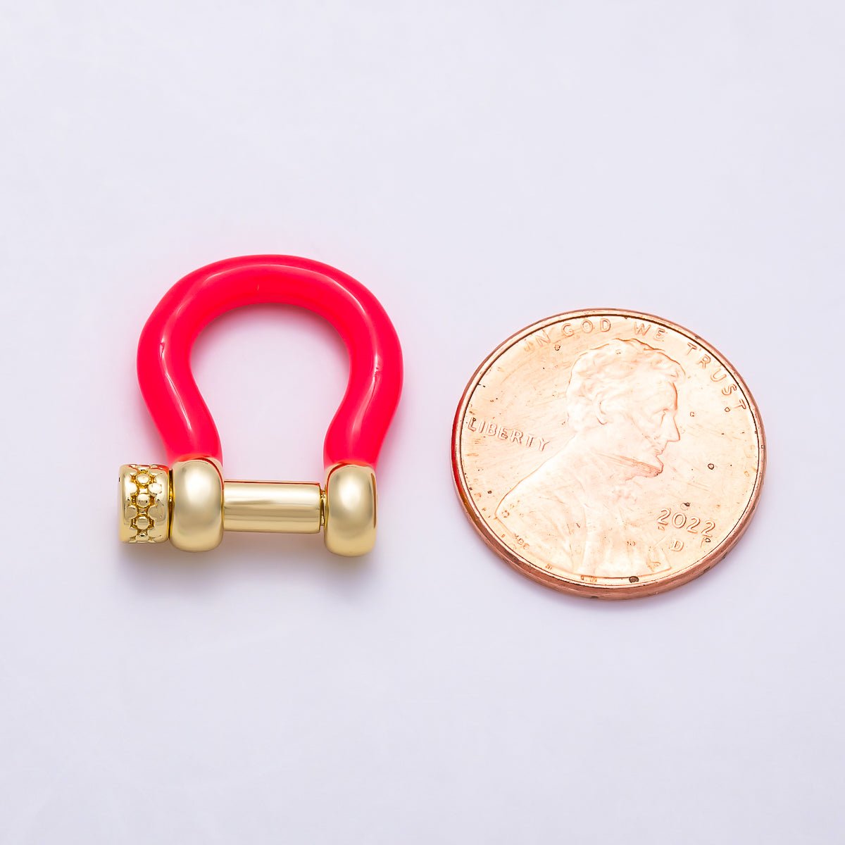 16K Gold Filled 16mm Colorful Horseshoe Anchor Enamel Screw-Pin Clasp | Findings-00550 - Findings-00555 - DLUXCA