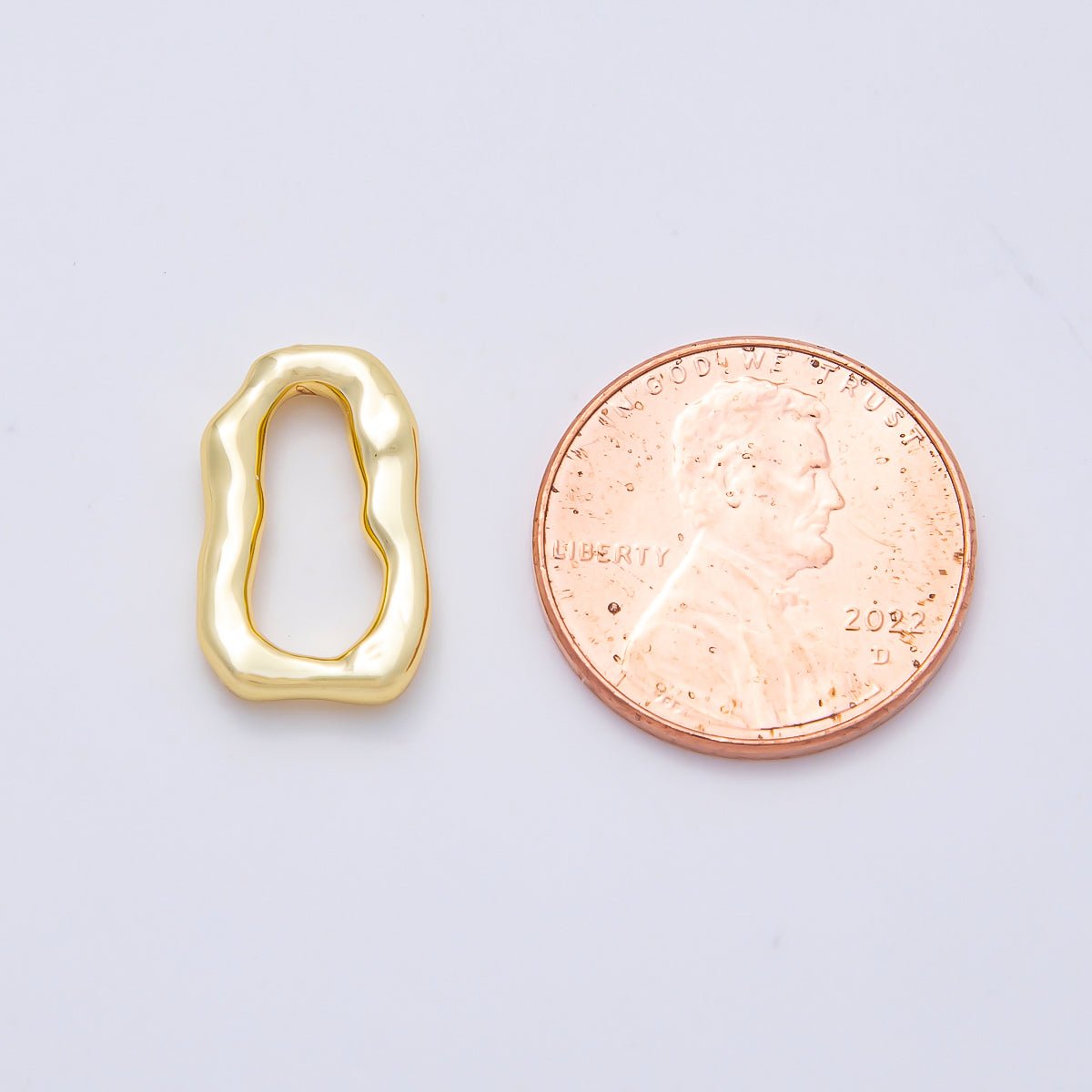 16K Gold Filled 16mm Geometric Molten Rectangle Charm Link | Findings-00408 - DLUXCA