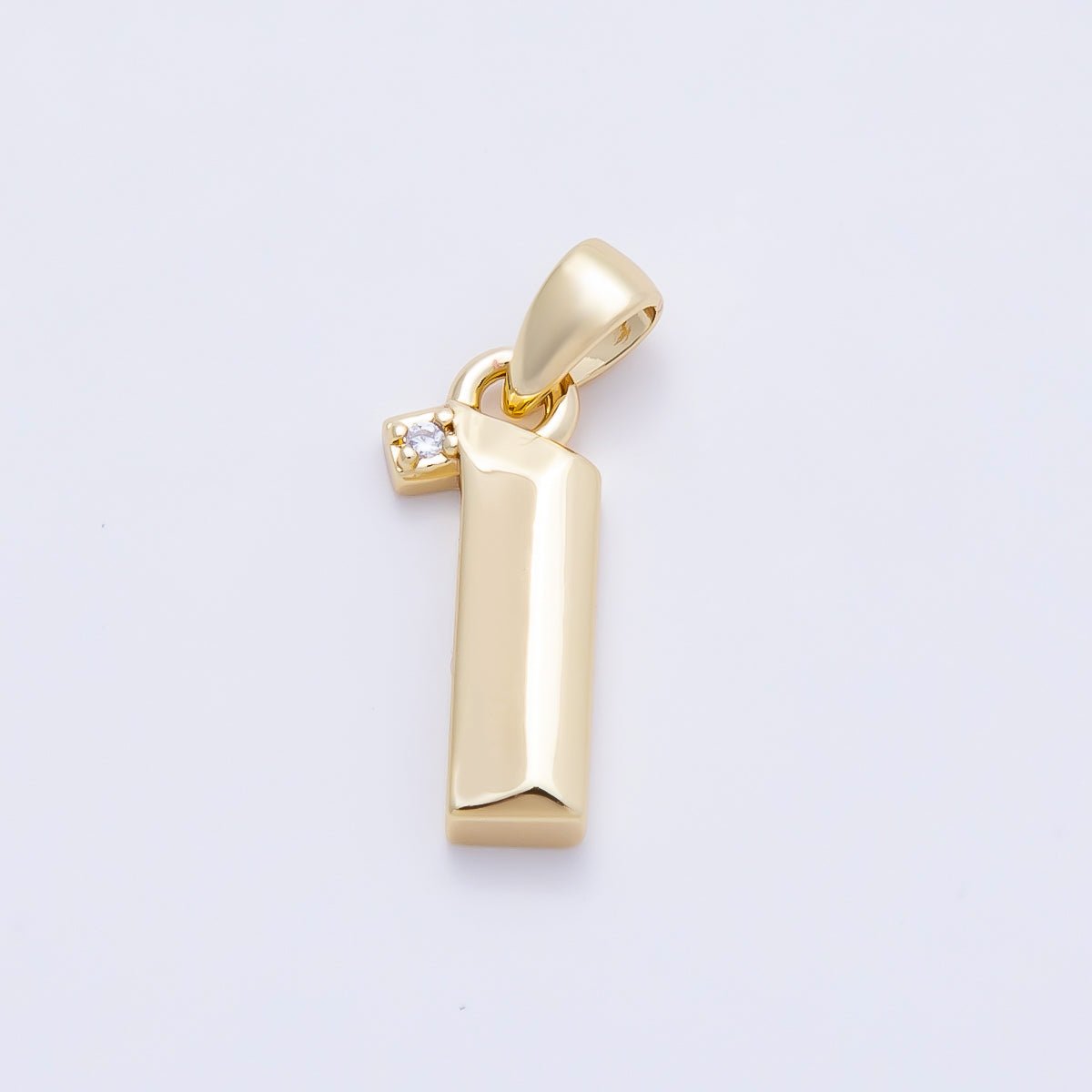 16K Gold Filled 16mm Micro Paved CZ Edged Geometric Number Numerology Charm | Charms-01217 ~ Charms-01226 - DLUXCA