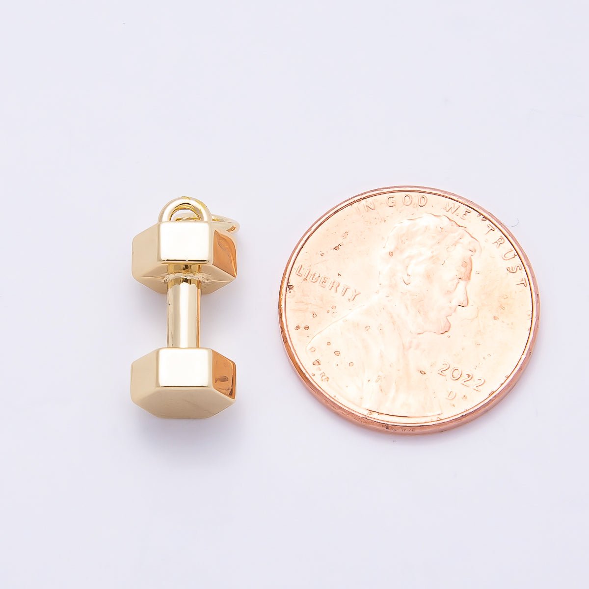 16K Gold Filled 16mm Minimalist Dumbbell 3D Multidimensional Charm | Charms - 00864 - DLUXCA