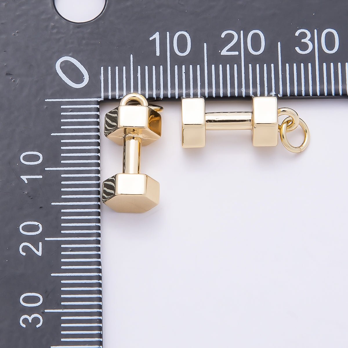 16K Gold Filled 16mm Minimalist Dumbbell 3D Multidimensional Charm | Charms - 00864 - DLUXCA