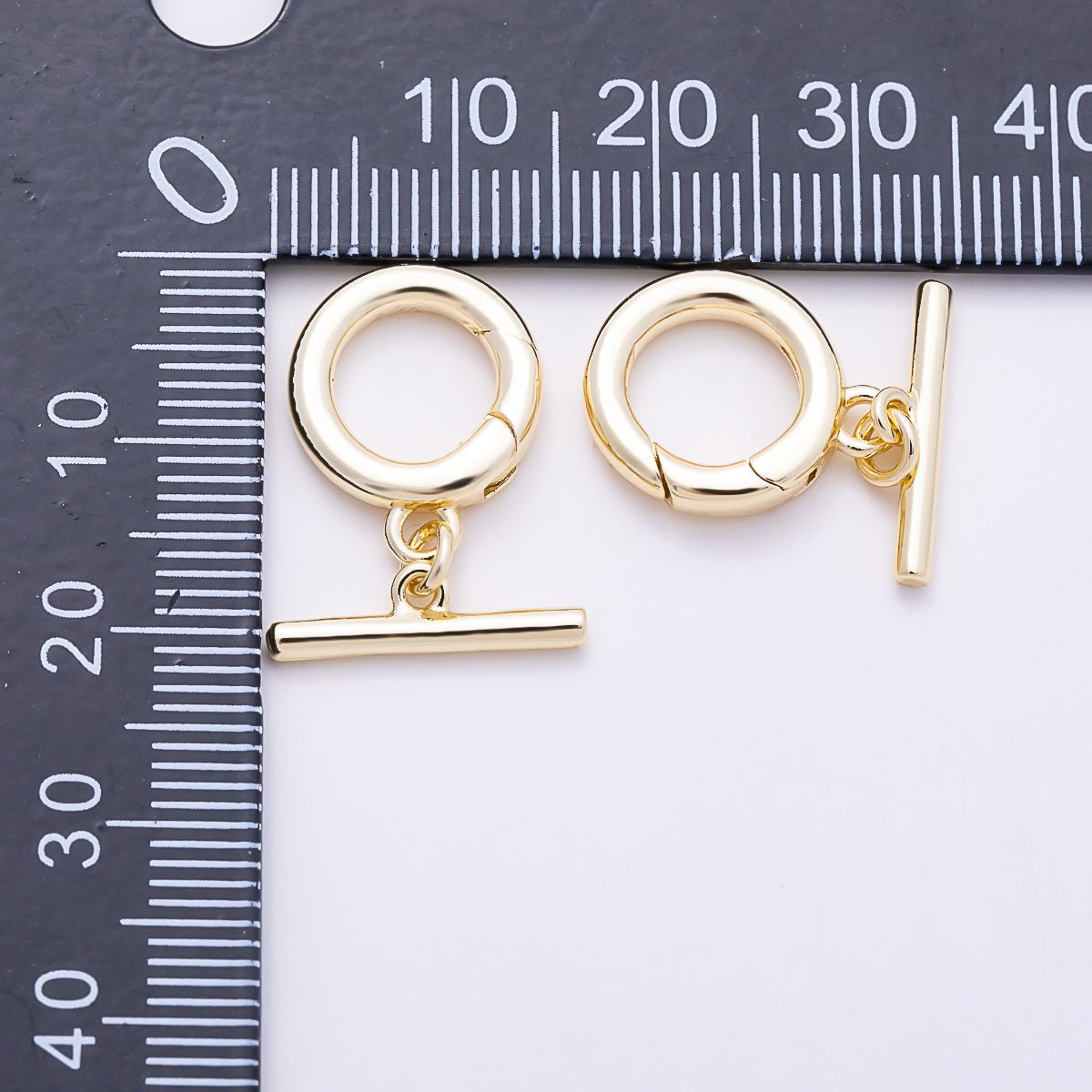 16K Gold Filled 16mm Minimalist OT Push Gate Toggle Clasps Closure | Findings-00498 - DLUXCA