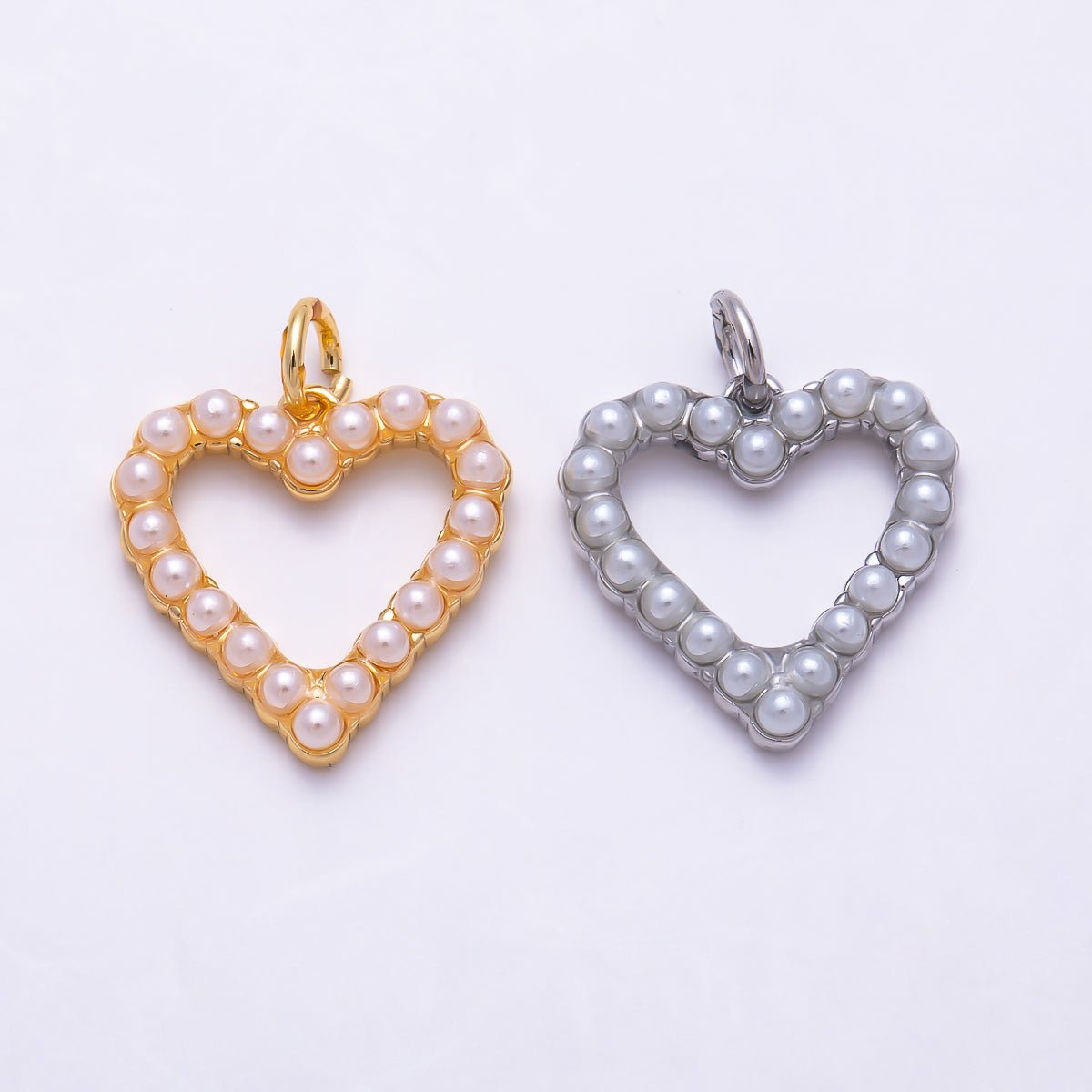 16K Gold Filled 16mm Openwork Love Heart Shell Pearl Frame Charm | Charms-01692 - Charms-01693 - DLUXCA
