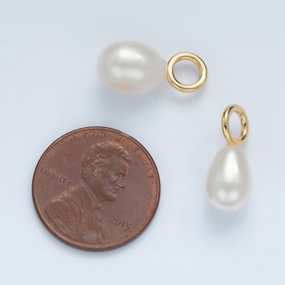 16K Gold Filled 16mm White Freshwater Pearl Drop Pendant | P1867 - DLUXCA