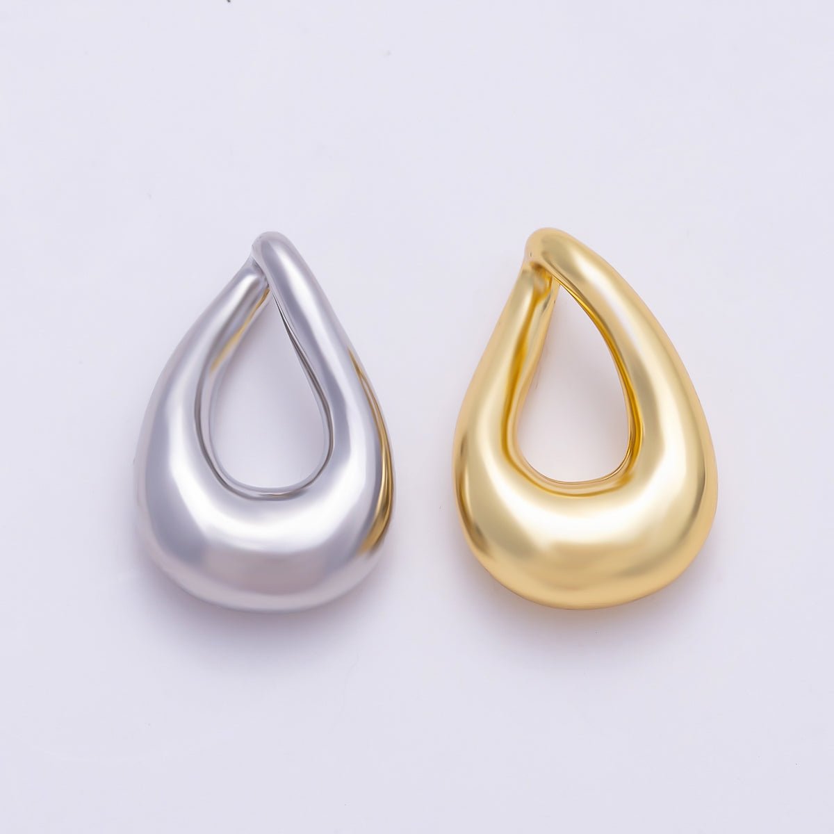 16K Gold Filled 17.7mm Minimalist Chubby Teardrop Pendant Findings in Gold & Silver | Findings-00421 Findings-00422 - DLUXCA