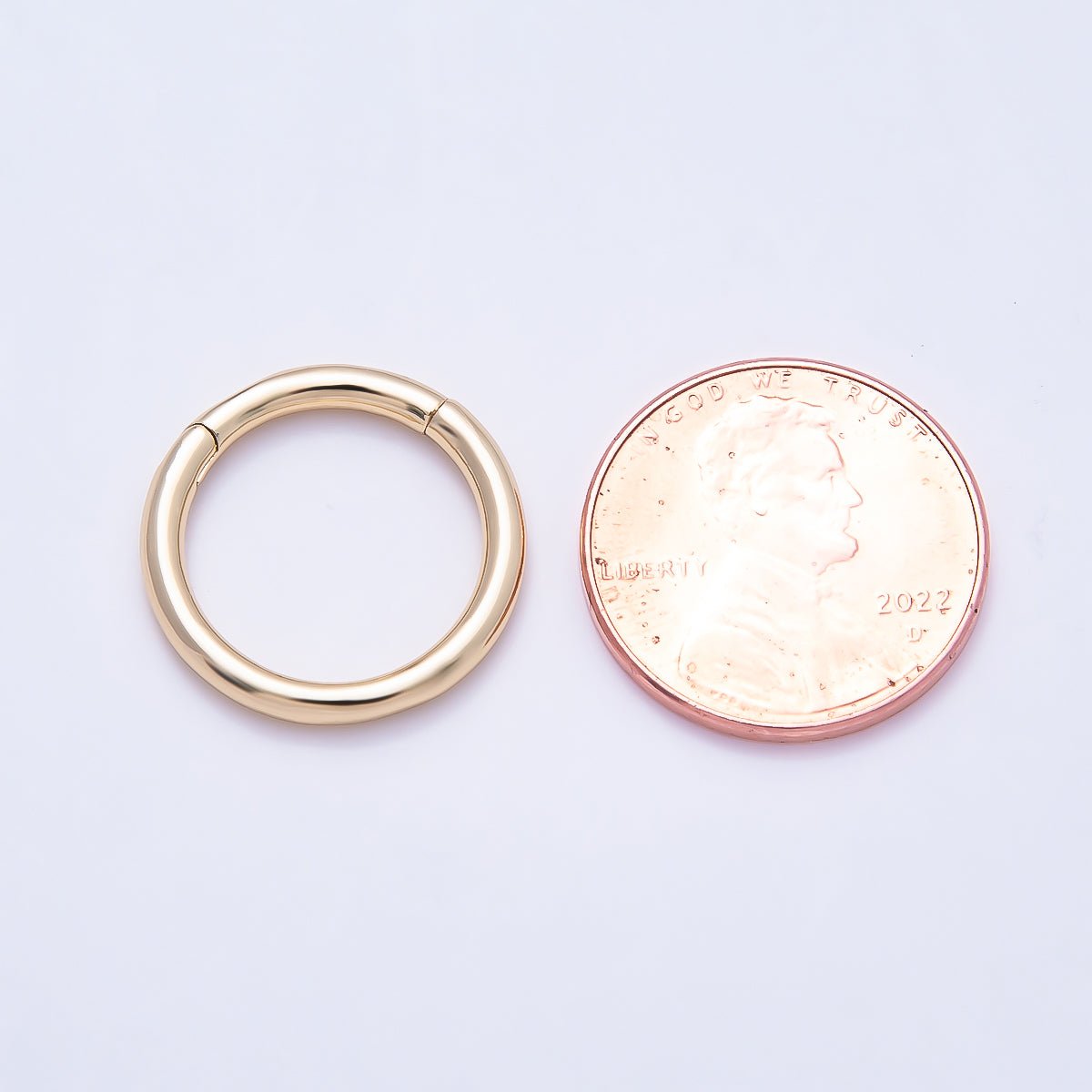 16K Gold Filled 17.7mm Minimalist Circle Round Pull Gate Findings | Findings-00419 - DLUXCA