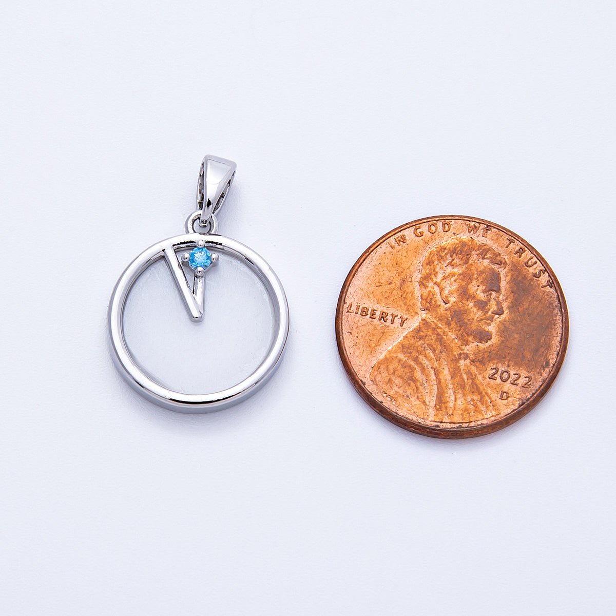 16K Gold Filled 17mm Blue CZ Shell Pearl Round Pendant in Gold & Silver | Charms - 00184 - DLUXCA