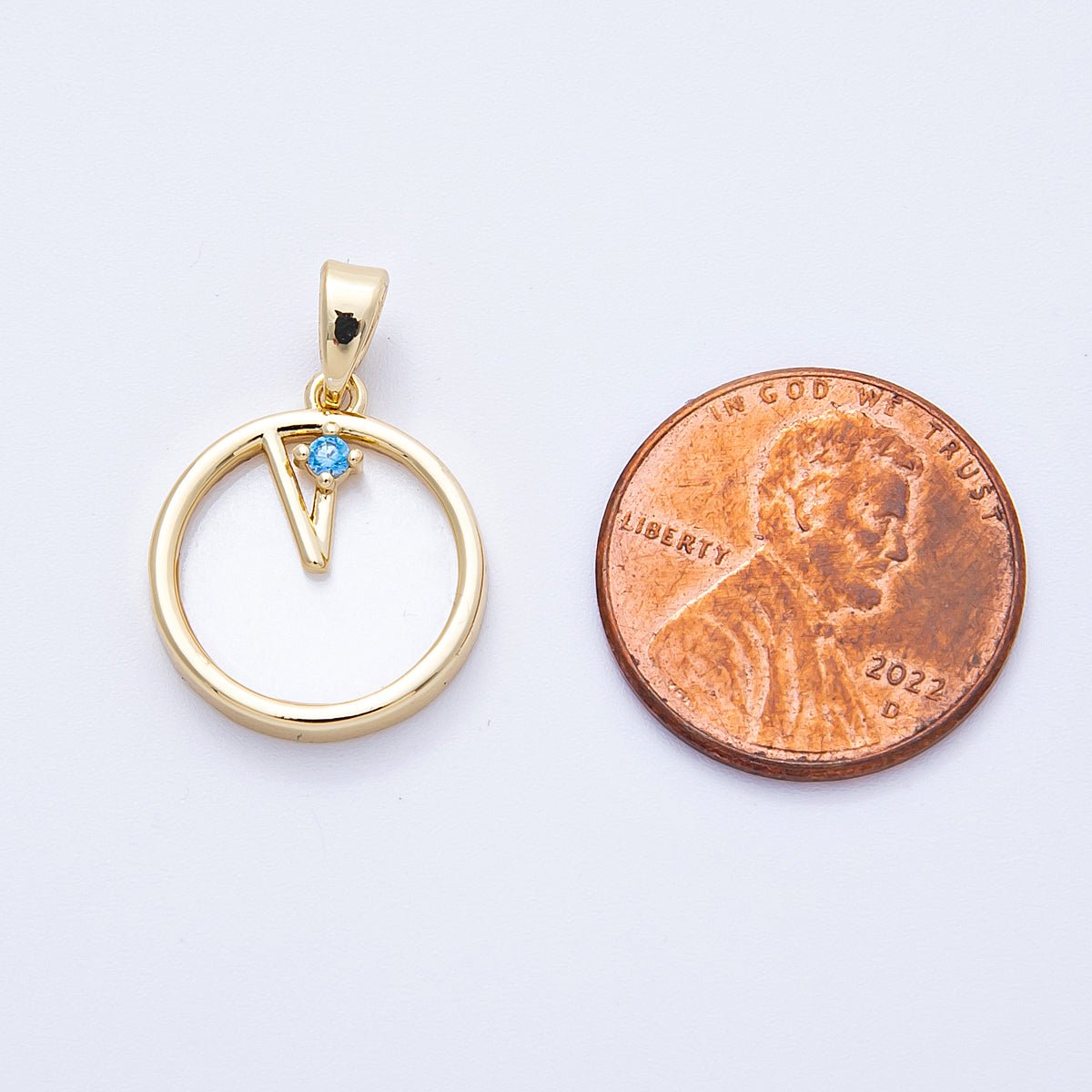 16K Gold Filled 17mm Blue CZ Shell Pearl Round Pendant in Gold & Silver | Charms - 00184 - Charms - 00185 - DLUXCA