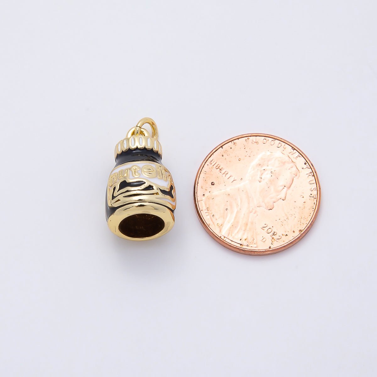 16K Gold Filled 17mm Chocolate Jar Enamel 3D Multidimensional Charm | Charms-01108 - DLUXCA