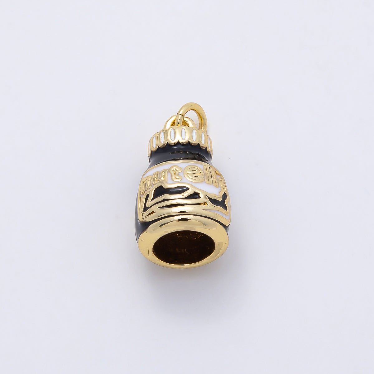 16K Gold Filled 17mm Chocolate Jar Enamel 3D Multidimensional Charm | Charms-01108 - DLUXCA