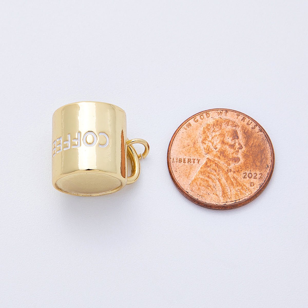 16K Gold Filled 17mm Coffee Cup Mug 3D Multidimensional Charm | Charms - 00125 - DLUXCA