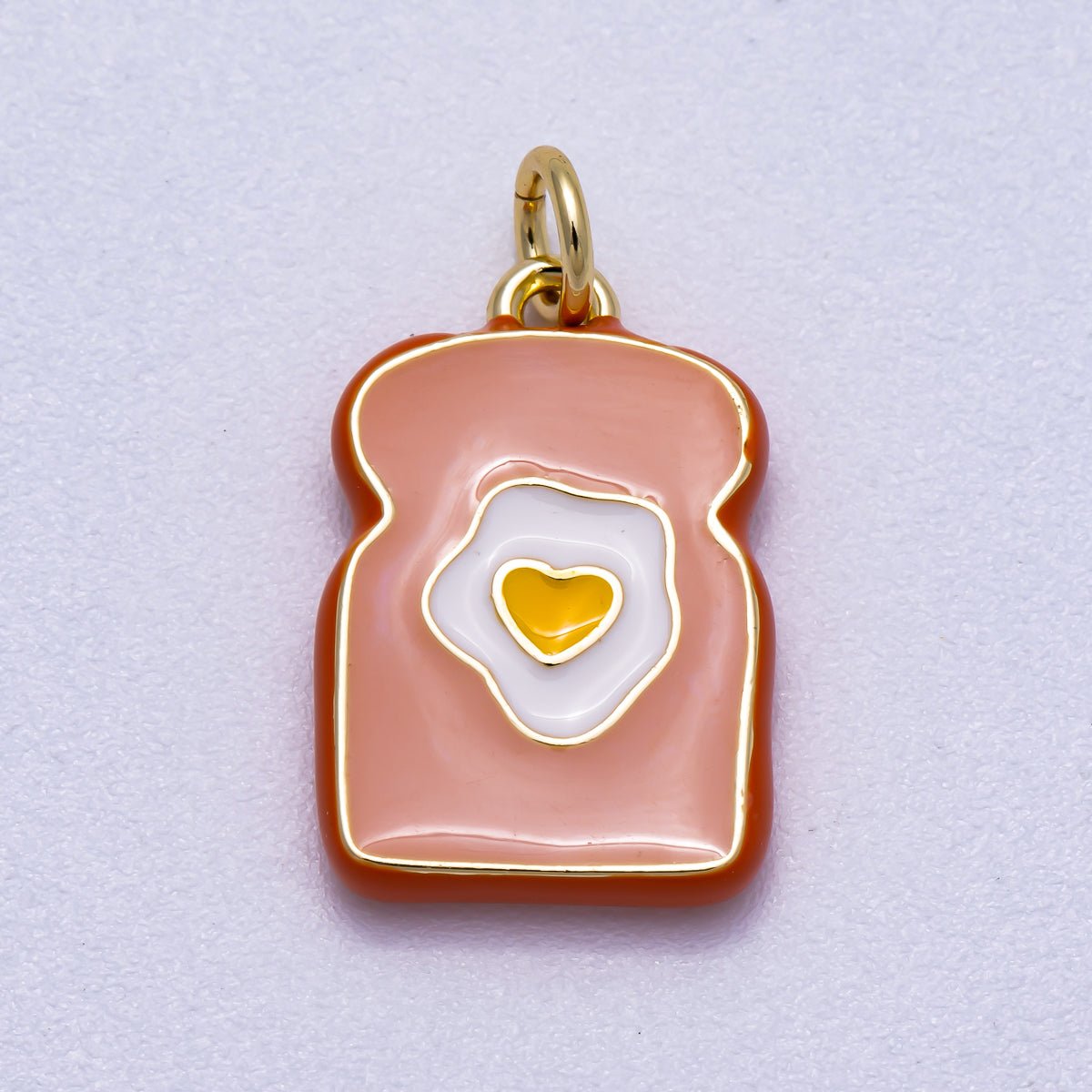 16K Gold Filled 17mm Egg Toast Breakfast Enamel Charm | Charms - 00578 - DLUXCA