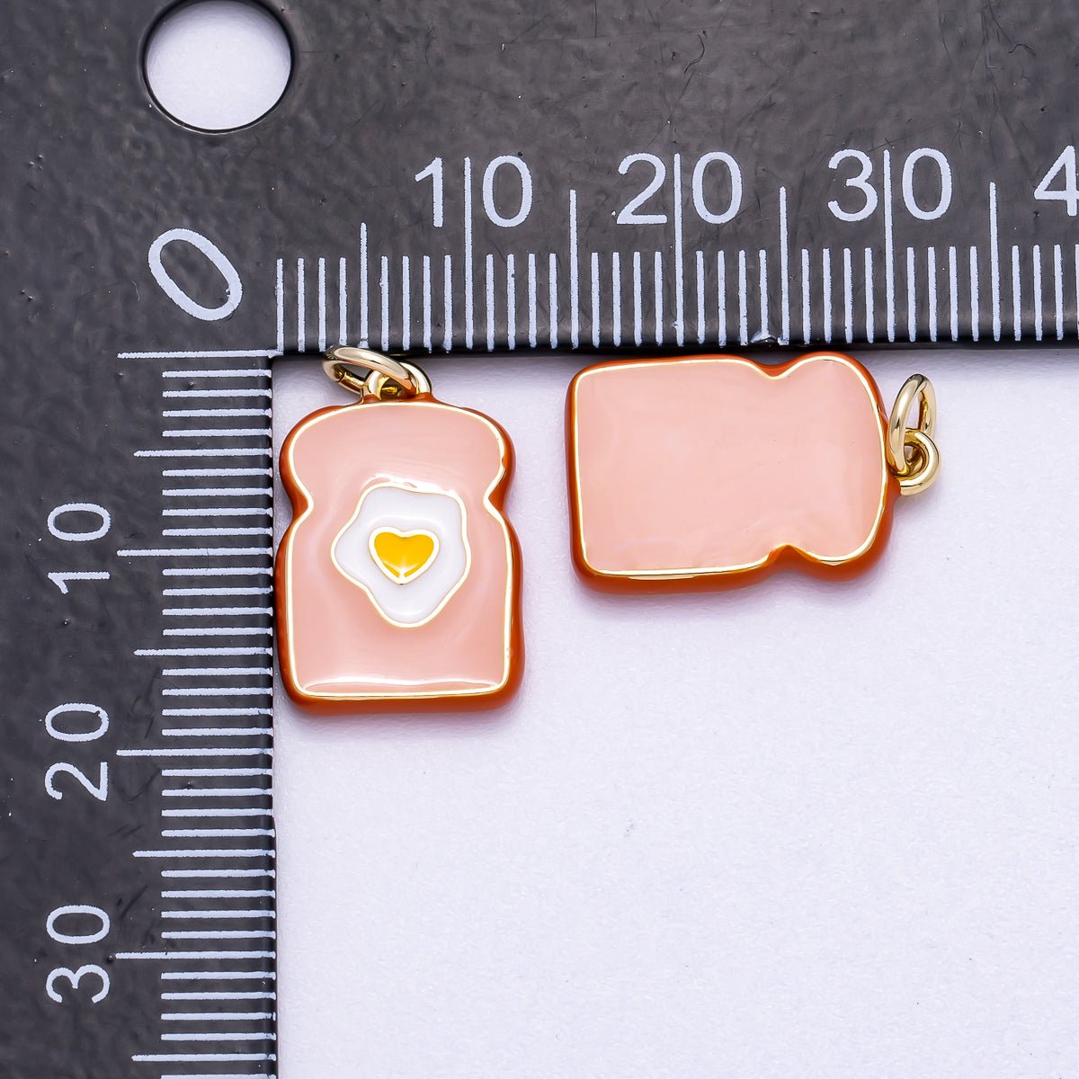 16K Gold Filled 17mm Egg Toast Breakfast Enamel Charm | Charms - 00578 - DLUXCA