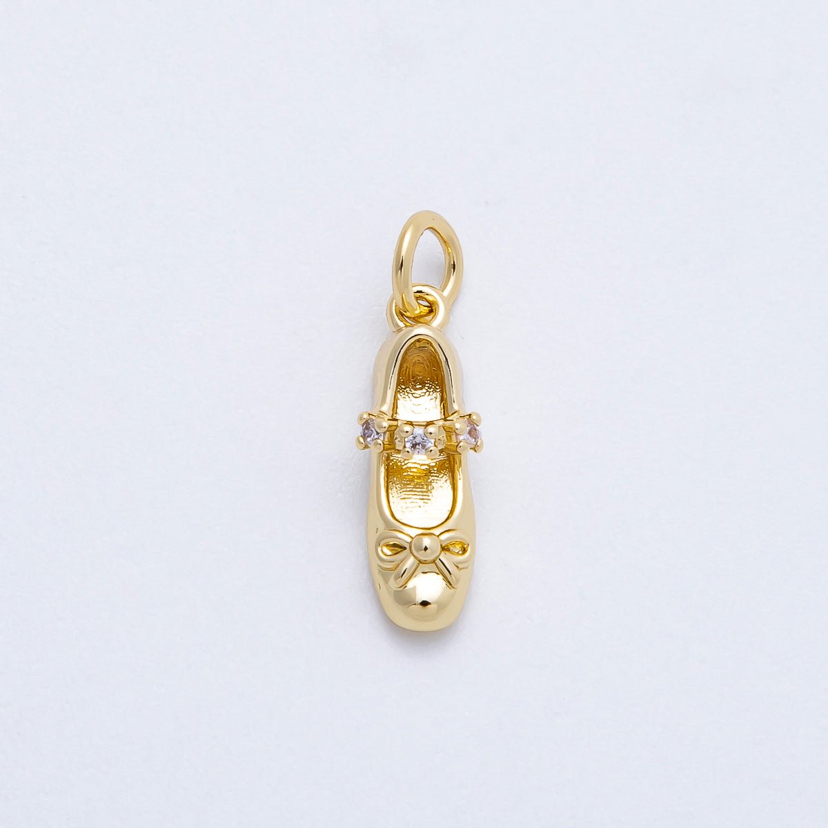 16K Gold Filled 17mm Micro Paved CZ Ballet Shoes Charm | Charms - 00748 - DLUXCA