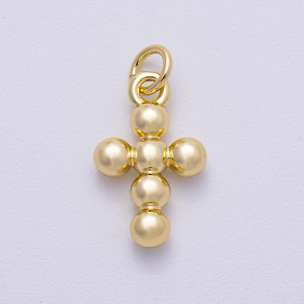 16K Gold Filled 17mm Minimalist Bubble Round Cross Charm | Charms - 00498 - DLUXCA