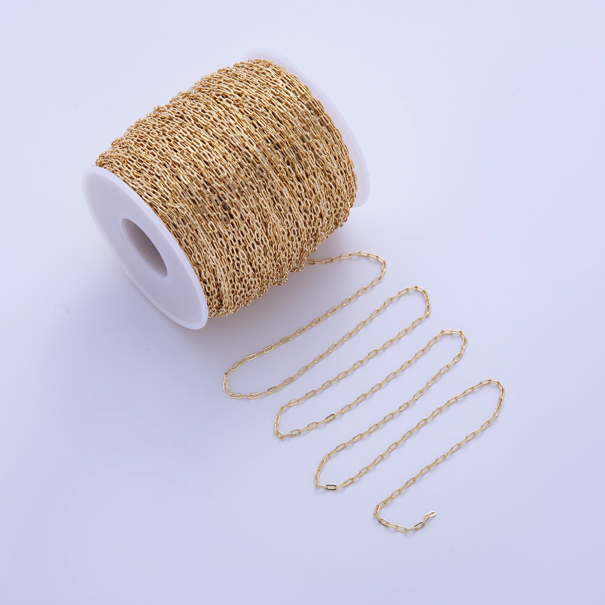 16K Gold Filled 1.7mm Minimalist Paperclip Unfinished Chain by Yard | Roll - 1578 - DLUXCA