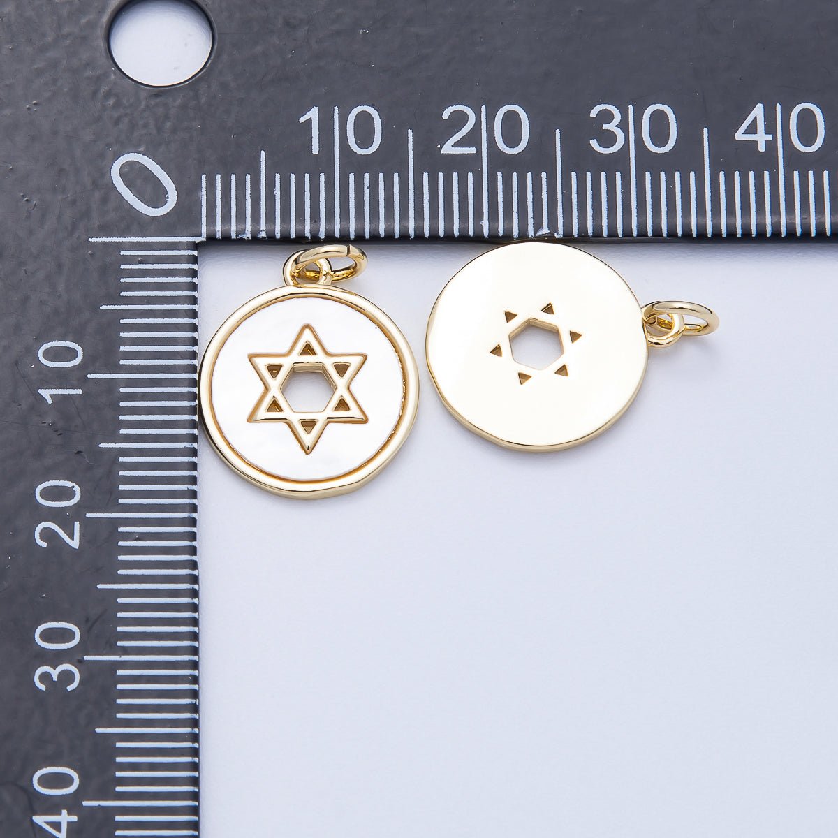 16K Gold Filled 17mm Mother Of Pearl David Medallion Charm | Charms - 00663 - DLUXCA