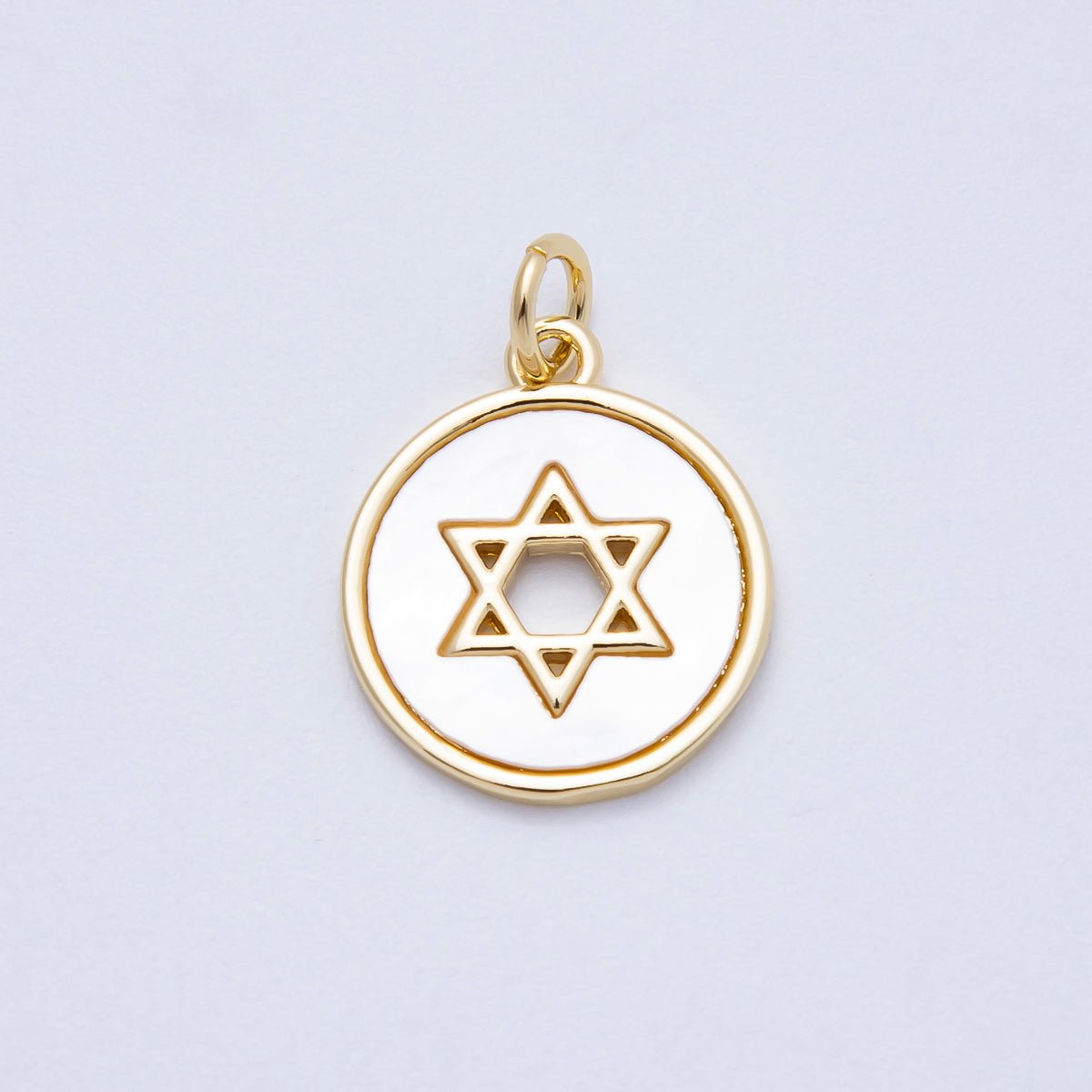 16K Gold Filled 17mm Mother Of Pearl David Medallion Charm | Charms - 00663 - DLUXCA