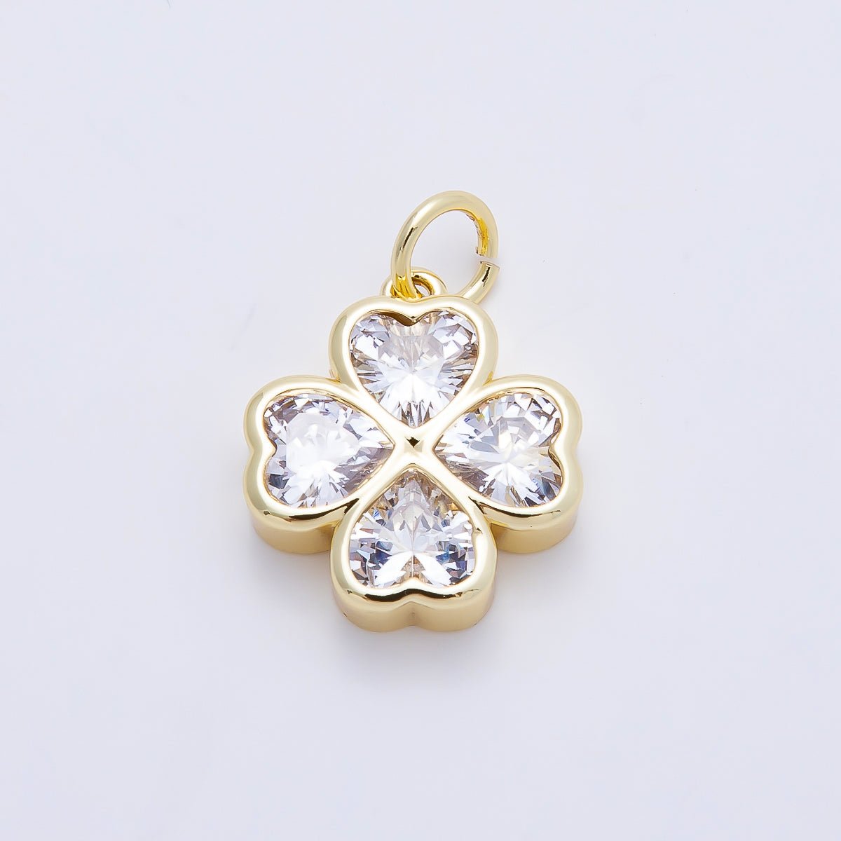 16K Gold Filled 17mm Multicolor, Clear CZ Clover Flower Charm | Charms-01196 Charms-01197 - DLUXCA
