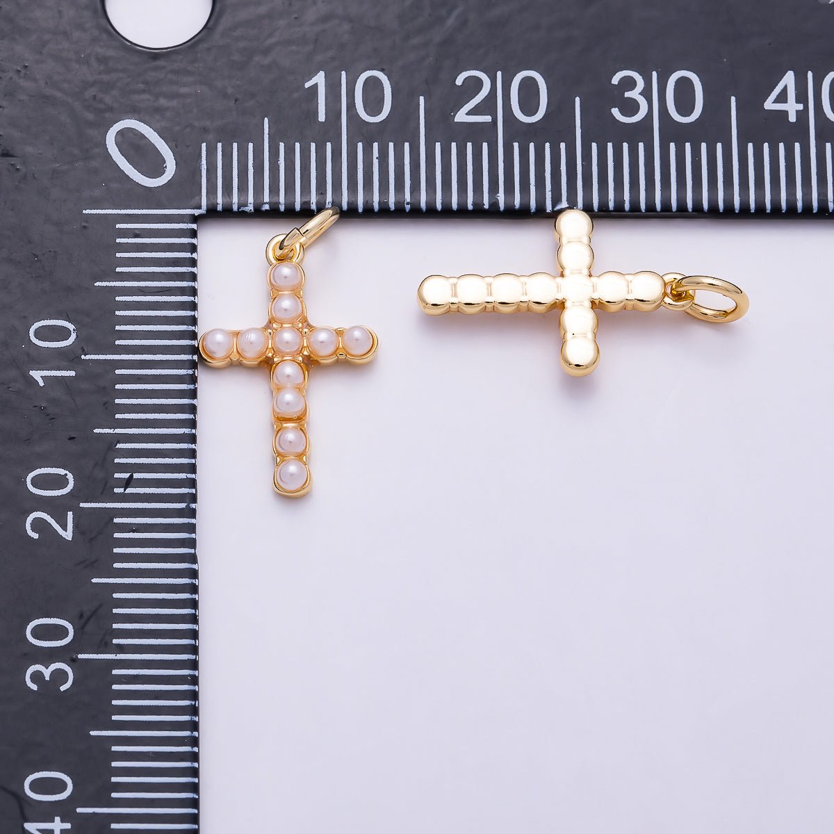 16K Gold Filled 17mm Openwork Cross Shell Pearl Frame Religious Charm | Charms-01698 - Charms-01699 - DLUXCA