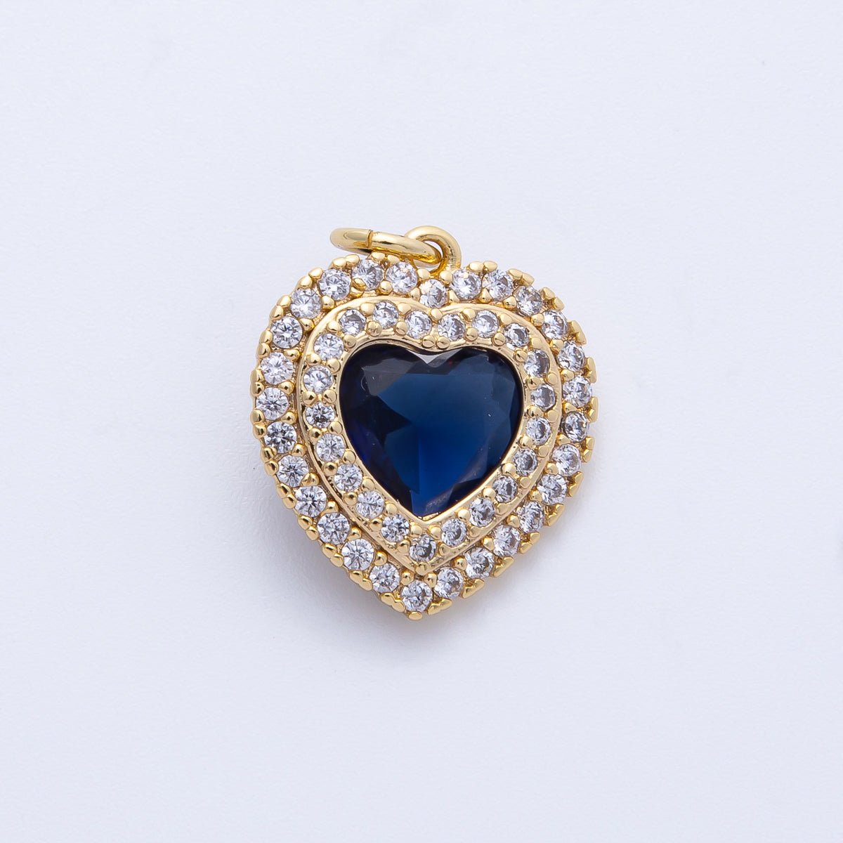 16K Gold Filled 17mm Pink, Clear, Green, Purple, Red, Blue Micro Paved CZ Heart Charm in Gold & Silver | Charms - 00304 - Charms - 00311 - DLUXCA