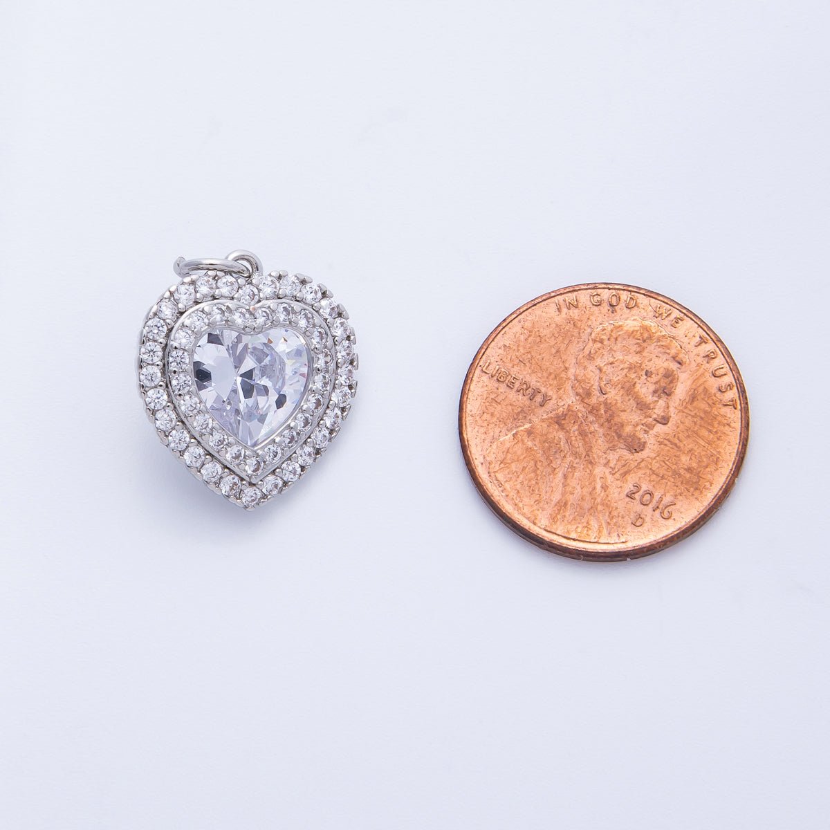 16K Gold Filled 17mm Pink, Clear, Green, Purple, Red, Blue Micro Paved CZ Heart Charm in Gold & Silver | Charms - 00304 - Charms - 00311 - DLUXCA