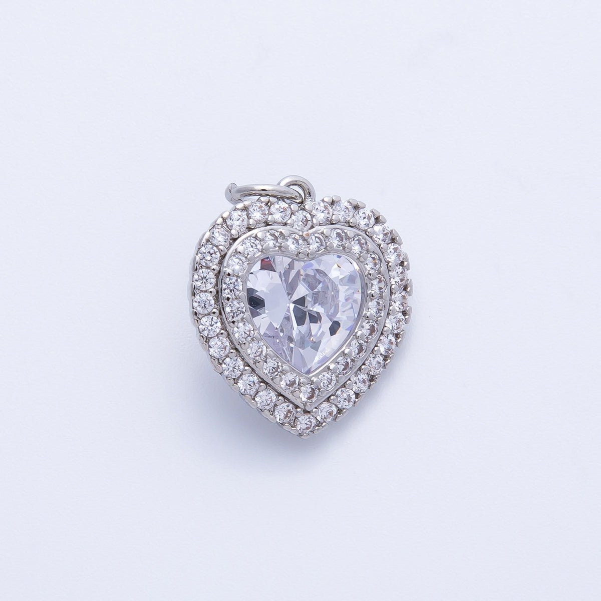 16K Gold Filled 17mm Pink, Clear, Green, Purple, Red, Blue Micro Paved CZ Heart Charm in Gold & Silver | Charms - 00304 - Charms - 00311 - DLUXCA