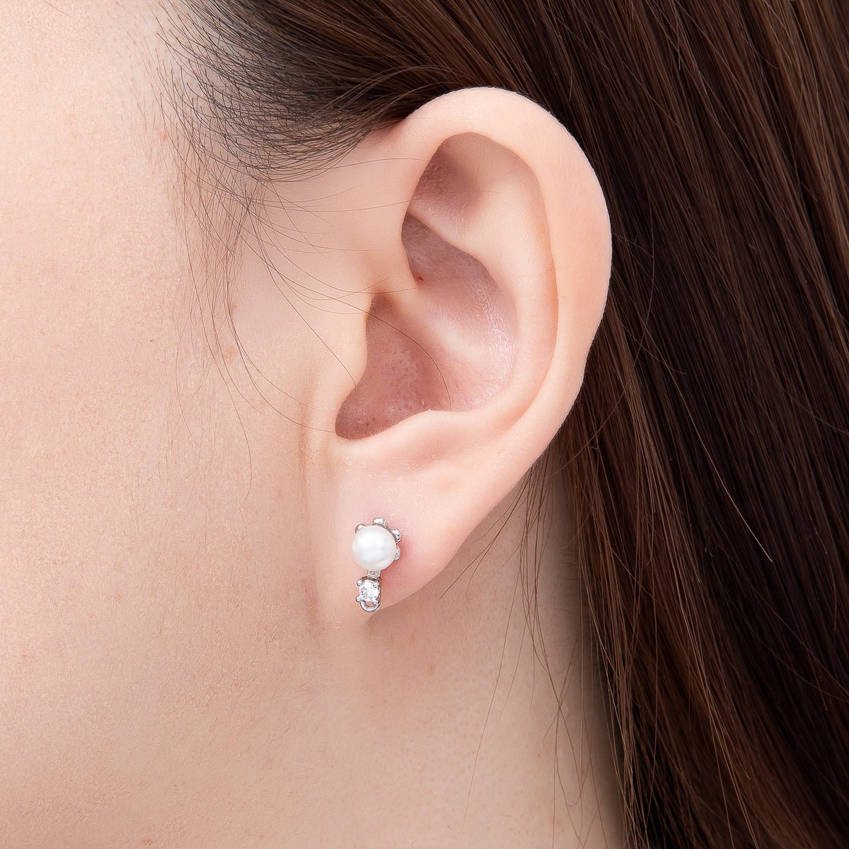 16K Gold Filled 17mm Shell Pearl CZ Loop Drop Stud Earring Findings in Gold & Silver | Findings-00501 Findings-00502 - DLUXCA
