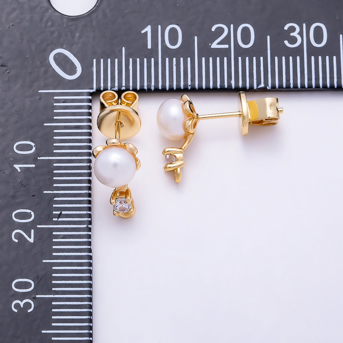 16K Gold Filled 17mm Shell Pearl CZ Loop Drop Stud Earring Findings in Gold & Silver | Findings-00501 Findings-00502 - DLUXCA