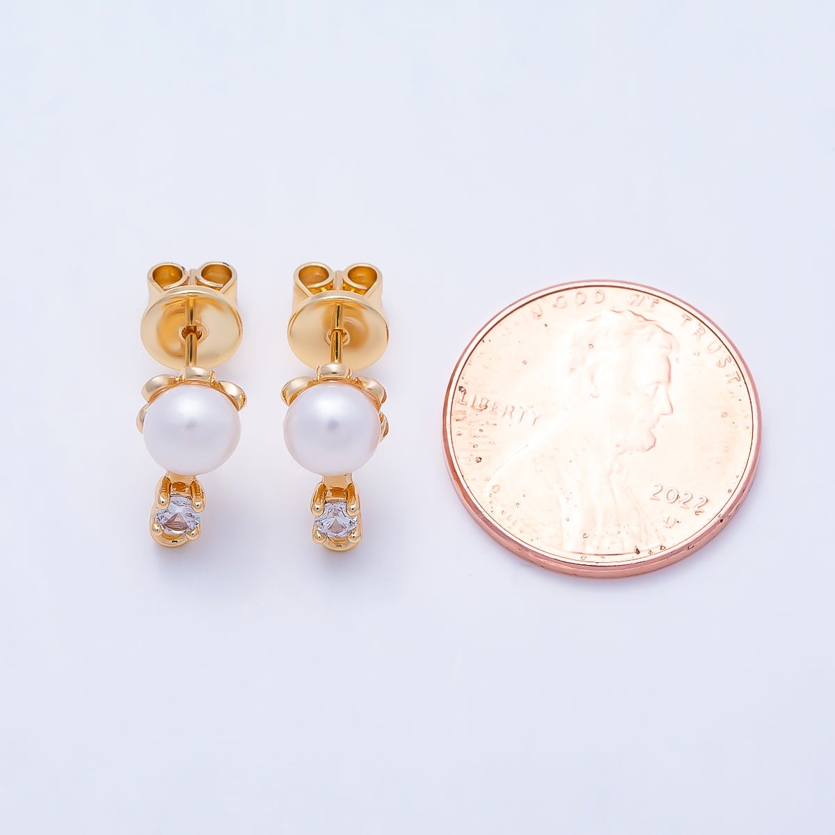 16K Gold Filled 17mm Shell Pearl CZ Loop Drop Stud Earring Findings in Gold & Silver | Findings-00501 Findings-00502 - DLUXCA