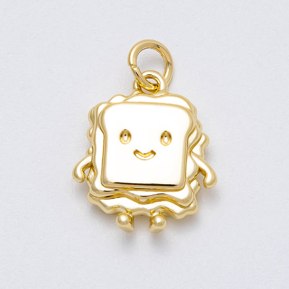 16K Gold Filled 17mm Smiley Face Toast Sandwich 3D Multidimensional Charm | Charms - 00458 - DLUXCA