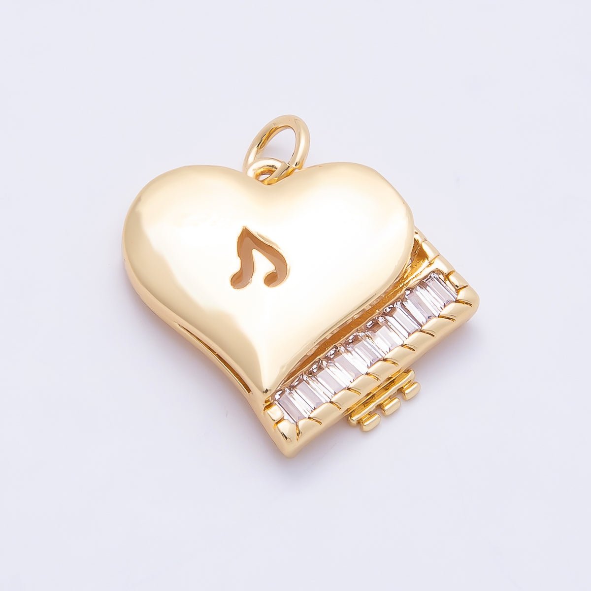 16K Gold Filled 18.5mm Clear CZ Baguette Grand Piano Musical Instrument Note Love Charm | Charms - 00860 - DLUXCA