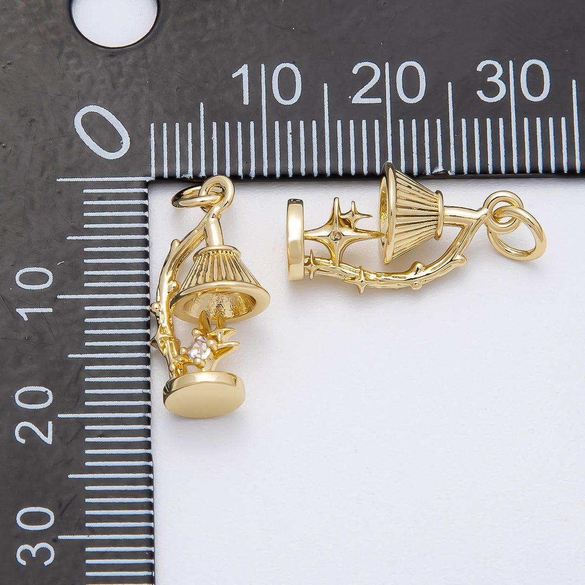 16K Gold Filled 18.5mm CZ Celestial Star Desk Lamp 3D Multidimensional Charm | Charms - 00457 - DLUXCA