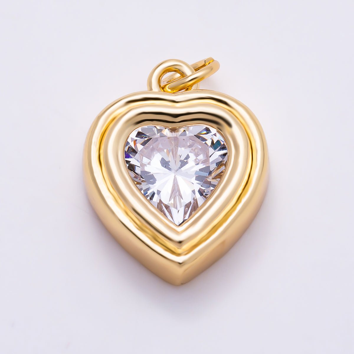 16K Gold Filled 18mm Clear CZ Geometric Square Bezel Charm | Charms-01914 - Charms-01915 - DLUXCA