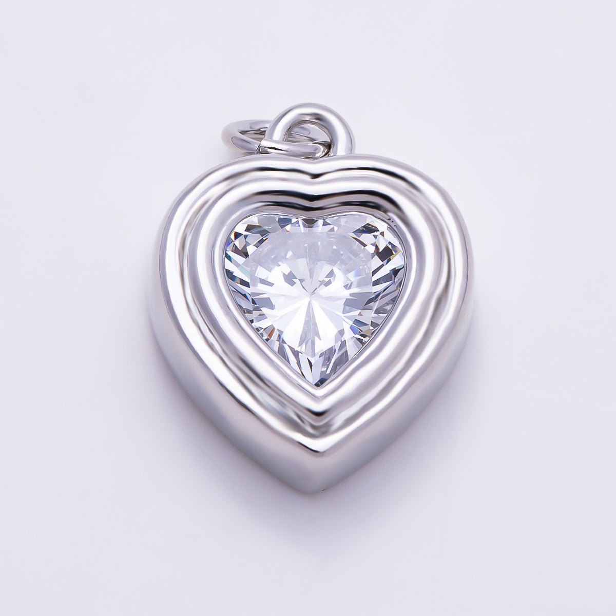 16K Gold Filled 18mm Clear CZ Geometric Square Bezel Charm | Charms-01914 - Charms-01915 - DLUXCA