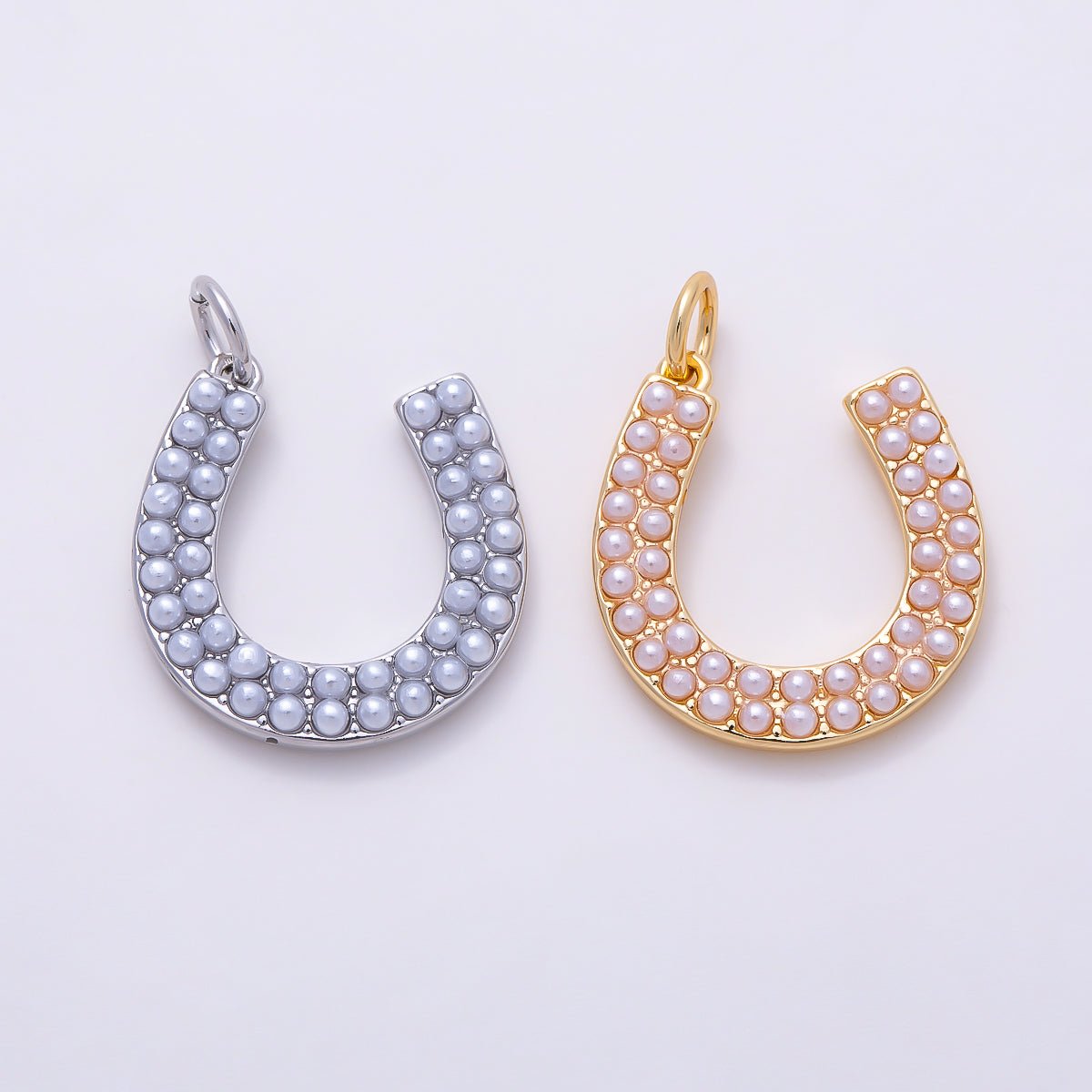 16K Gold Filled 18mm Double-Row Shell Pearl Horseshoe Lucky Charm | Charms-01688 - Charms-01689 - DLUXCA