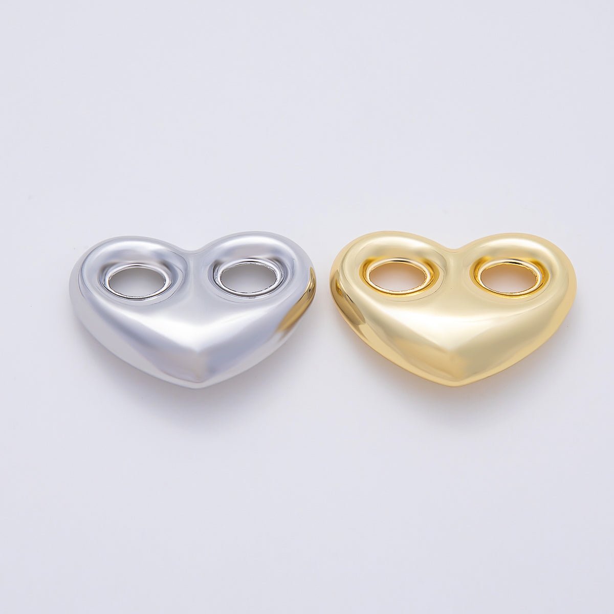 16K Gold Filled 18mm Heart Mariner Chubby Link Finding in Gold & Silver | Findings-00236 Findings-00237 - DLUXCA