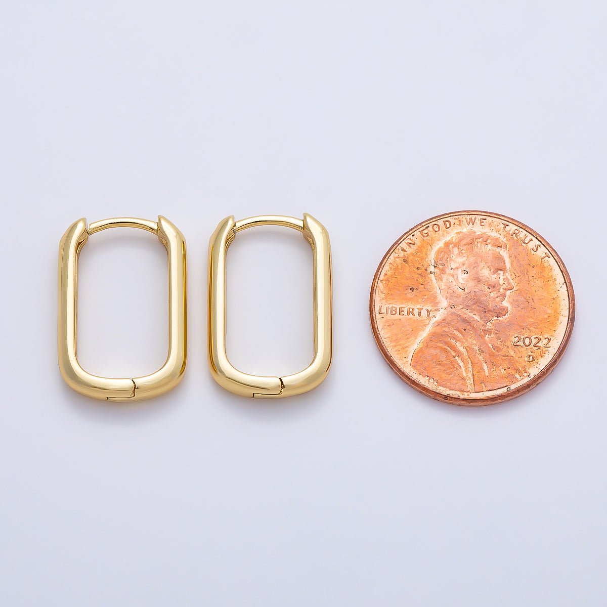 16K Gold Filled 18mm Minimalist Oblong Hoop | Earrings-00646 - DLUXCA