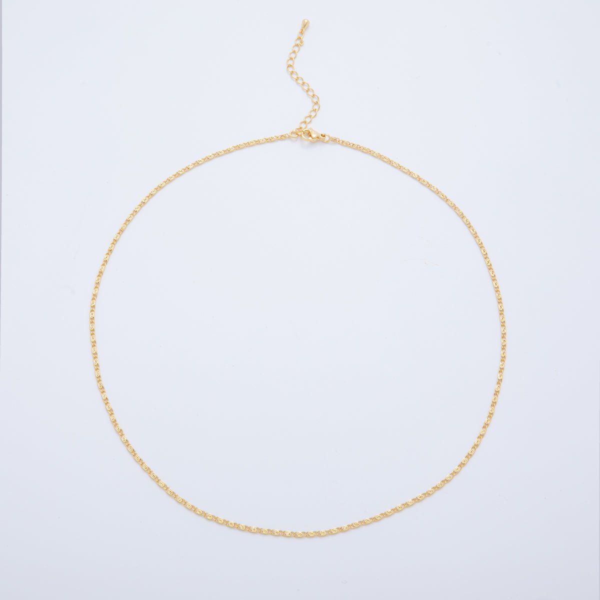 16K Gold Filled 1.8mm Minimalist Scroll Chain 17.5 Inch Necklace | WA - 3263 - DLUXCA