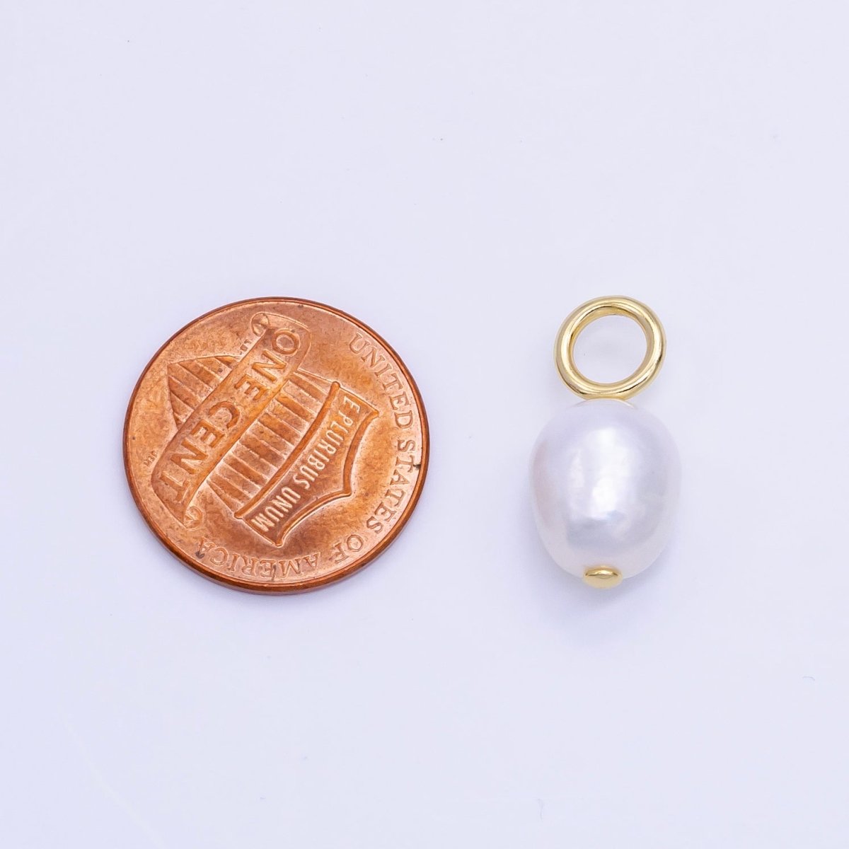 16K Gold Filled 18mm White Freshwater Pearl Drop Pendant | P1755 - DLUXCA