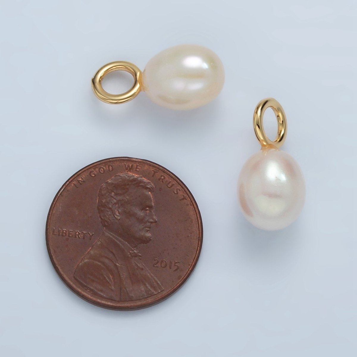 16K Gold Filled 18mm White Freshwater Pearl Drop Pendant | P1868 - DLUXCA