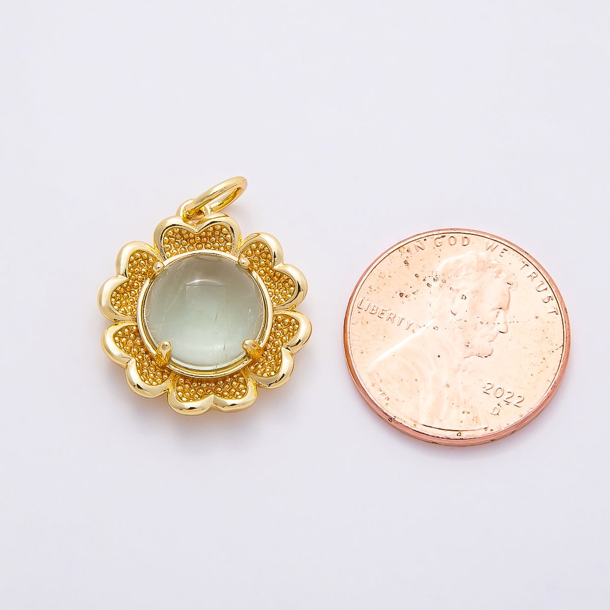 16K Gold Filled 19mm Aquamarine, Citrine Natural Gemstone Blooming Flower Charm | Charms - 00766 Charms - 00767 - DLUXCA