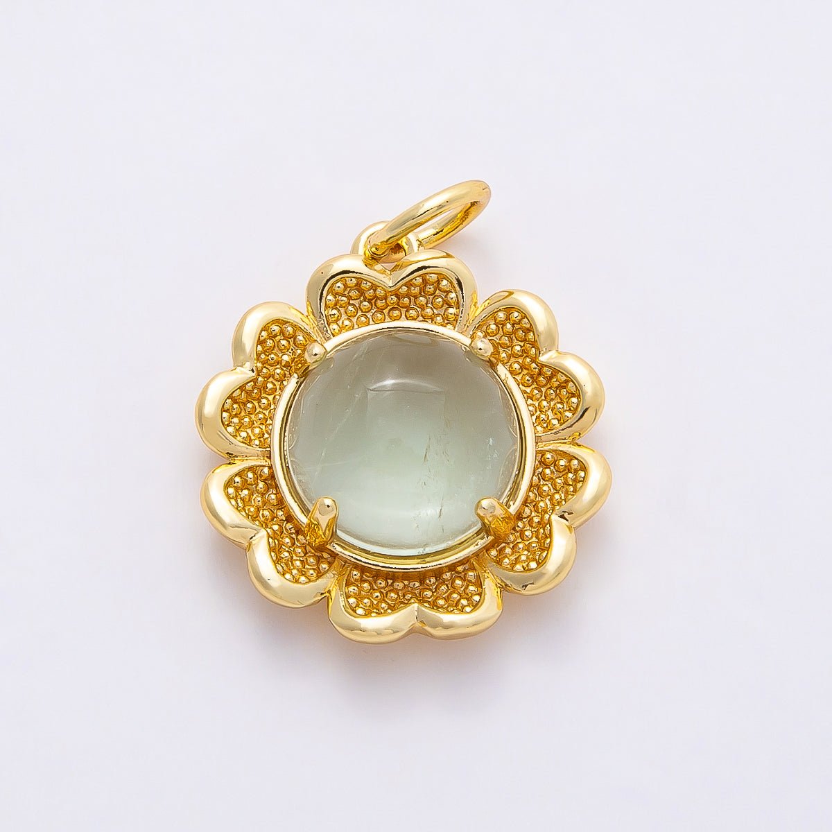 16K Gold Filled 19mm Aquamarine, Citrine Natural Gemstone Blooming Flower Charm | Charms - 00766 Charms - 00767 - DLUXCA
