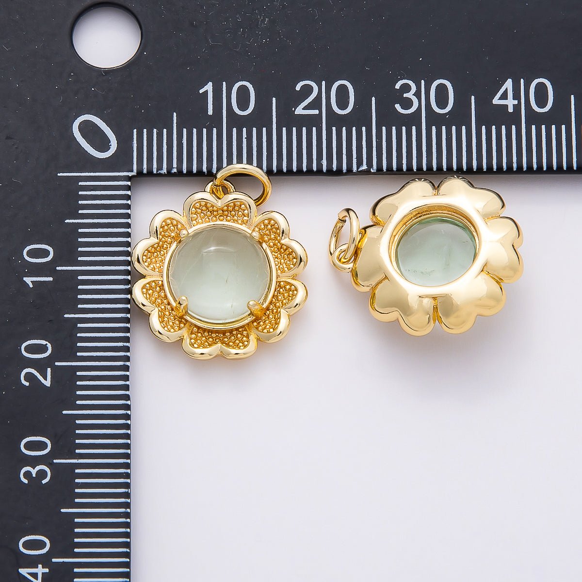 16K Gold Filled 19mm Aquamarine, Citrine Natural Gemstone Blooming Flower Charm | Charms - 00766 Charms - 00767 - DLUXCA