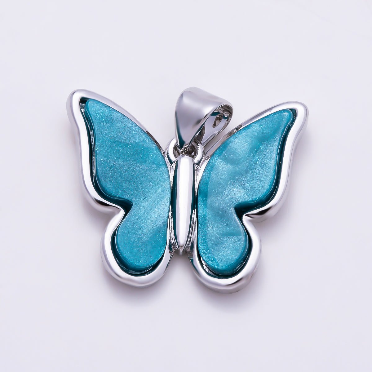 16K Gold Filled 19mm Blue Mother of Pearl Butterfly Mariposa Animal Pendant | Charms-01783 - Charms-01784 - DLUXCA