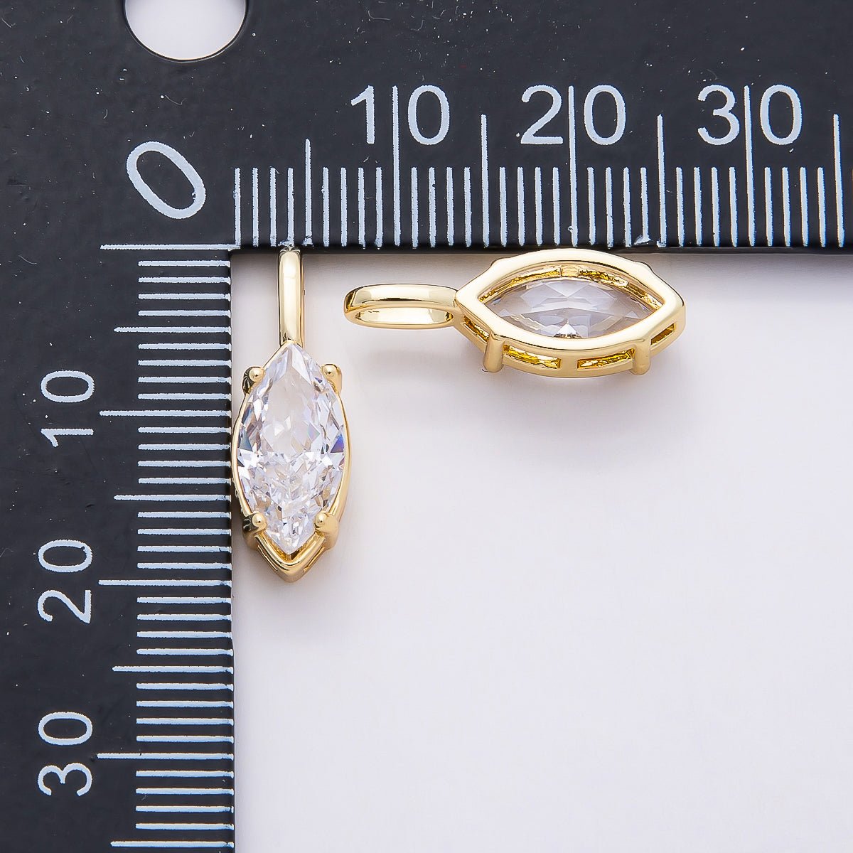 16K Gold Filled 19mm Clear CZ Marquise Solitaire Pendant | Charms - 00824 - DLUXCA
