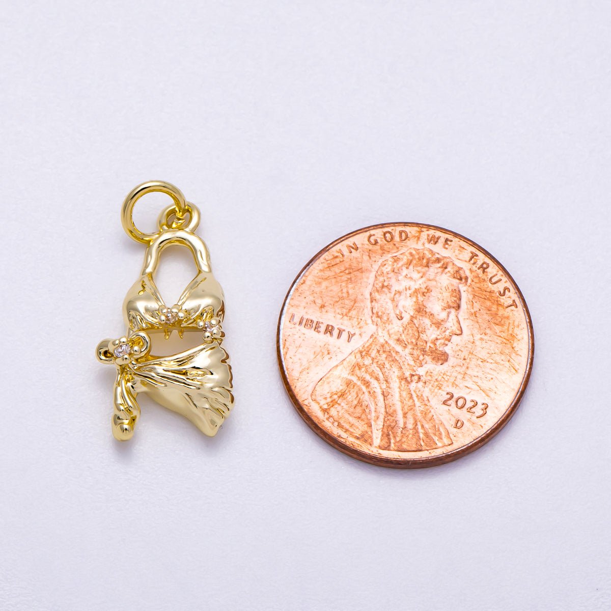 16K Gold Filled 19mm Clear CZ Summer Beach Bikini 3D Multidimensional Charm | Charms - 00631 - DLUXCA