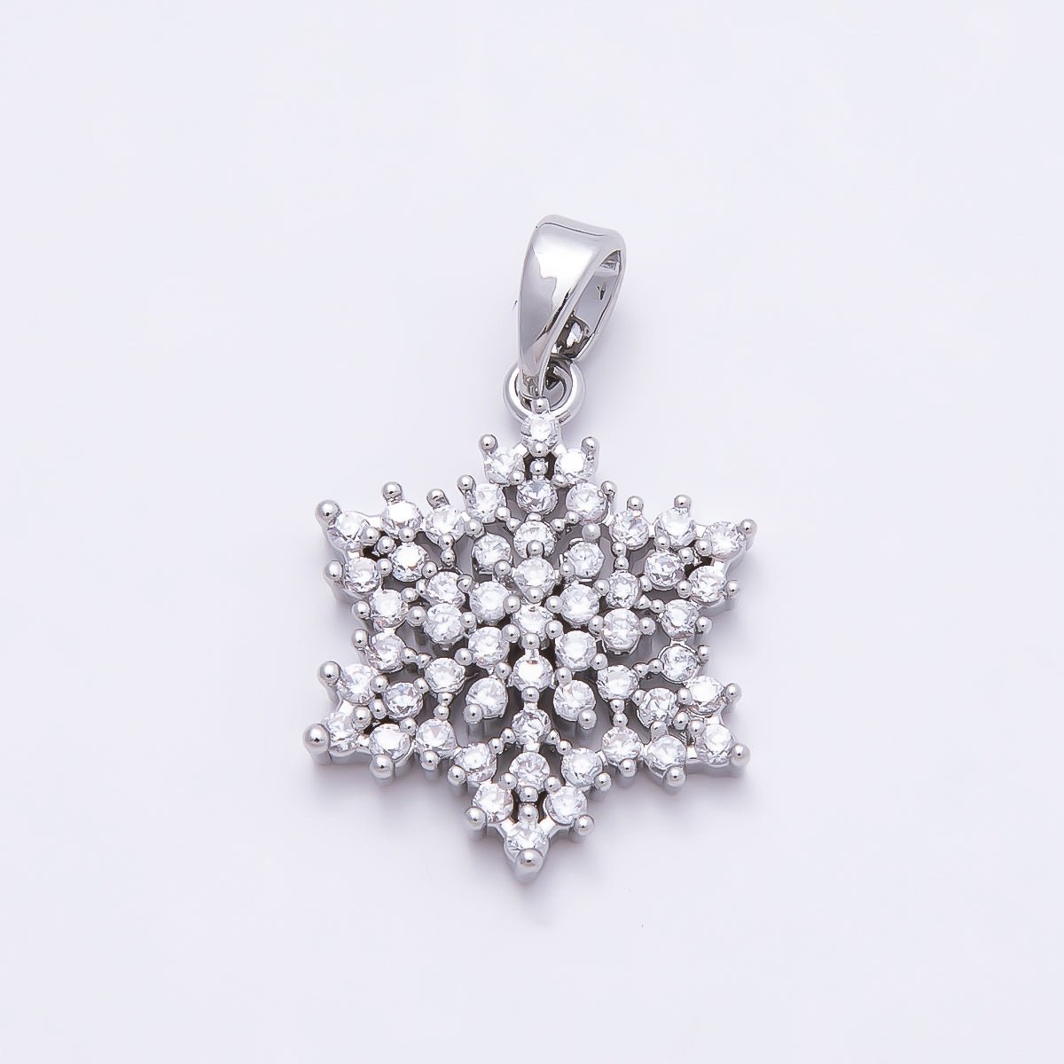 16K Gold Filled 19mm Clear CZ Winter Snowflake Pendant in Gold & Silver | Charms-00954 Charms-00955 - DLUXCA