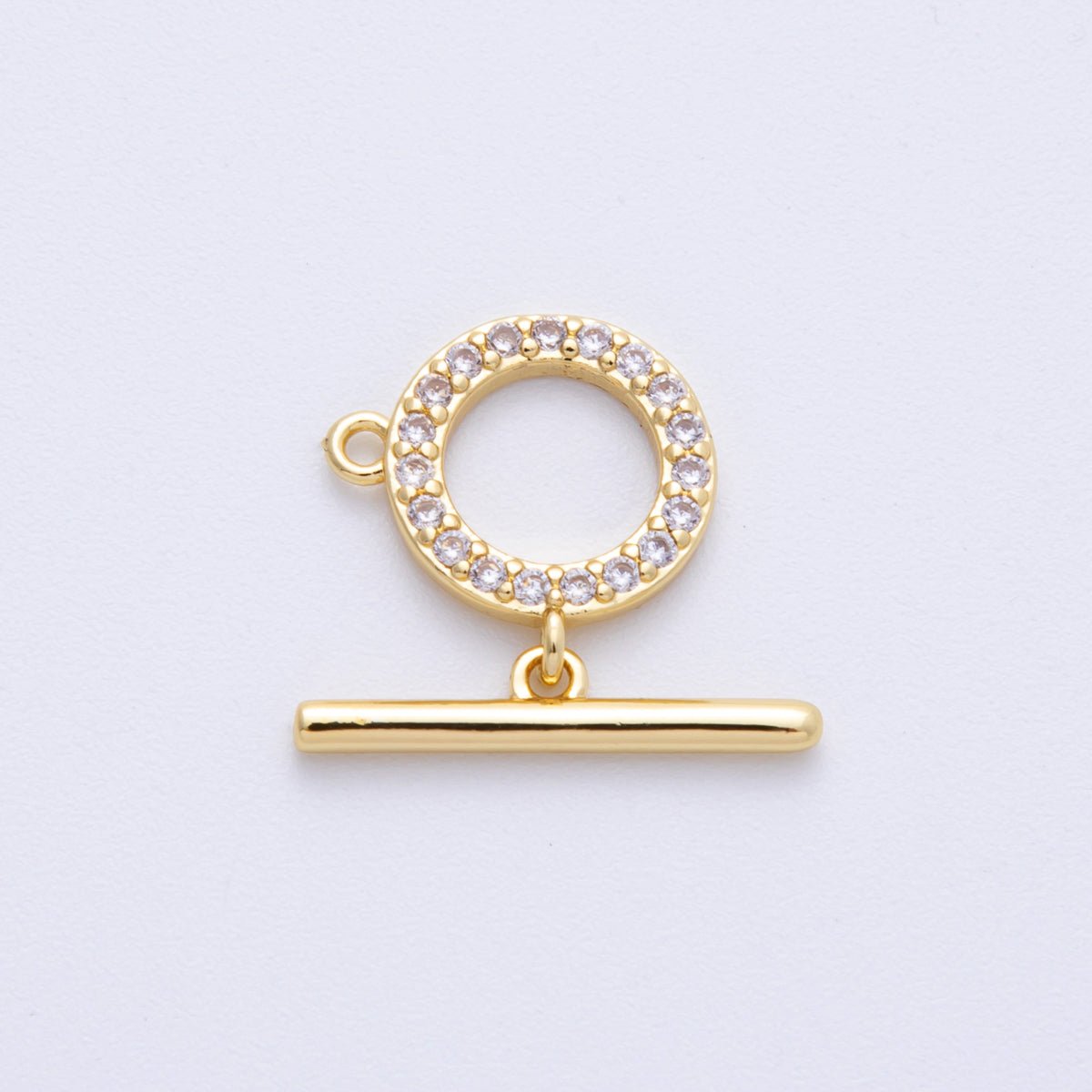 16K Gold Filled 19mm Micro Paved CZ Round Loop Toggle Clasp Finding | Findings - 00028 - DLUXCA