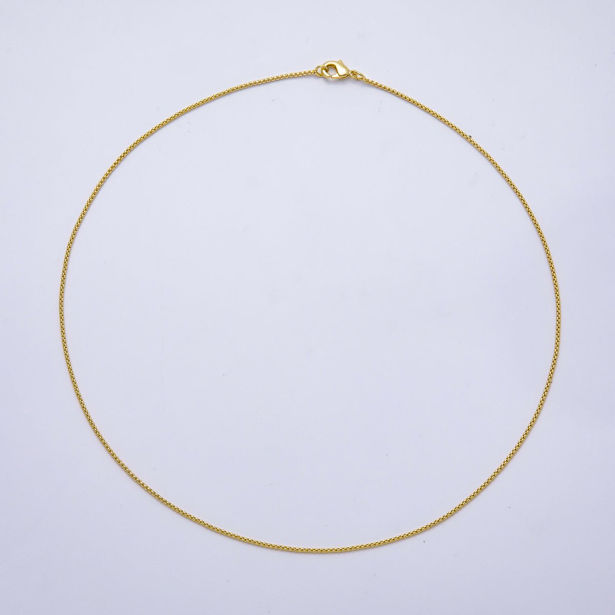 16K Gold Filled 1mm Minimalist Box Chain 16 Inch, 18 Inch, 20 Inch Necklace | WA - 04345 ~ WA - 04347 - DLUXCA